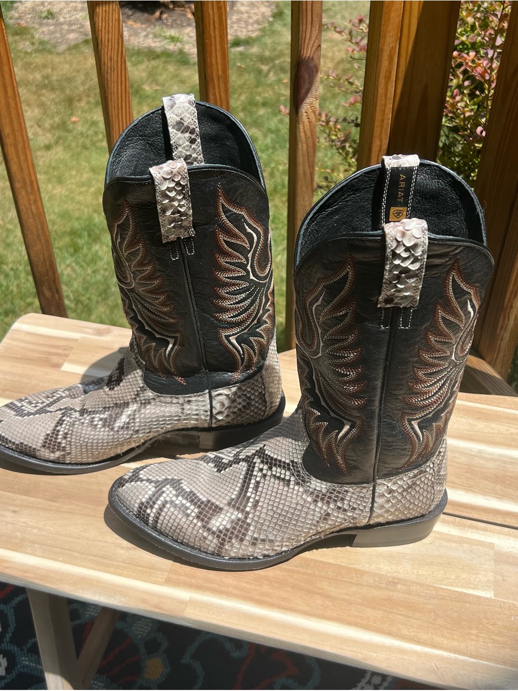 Ariat Black Leather & Snake-Print Western Boots